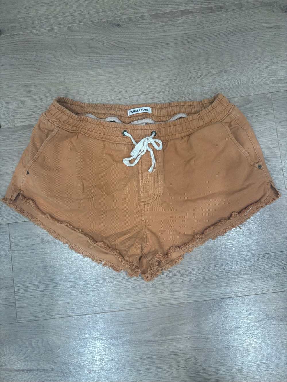 Billabong Women's Rust Orange Drawstring Fringe Hem Shorts